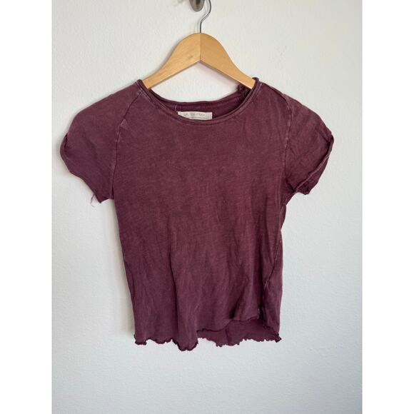 We The Free Womens My Baby Tee Red Maroon Soft Tshirt Size Small - Picture 1 of 6